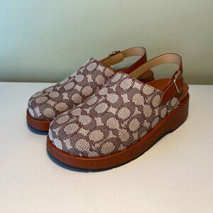 Coach Women's Sculpted C Platform Clog In Signature Textile Jacquard